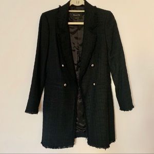 Massimo Dutti- black tweed long coat